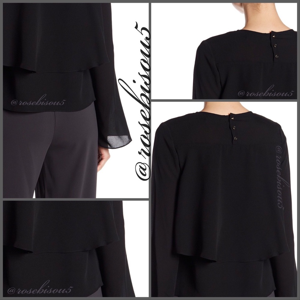 {BADGLEY MISCHKA} Silk Flounce Overlay Blouse - Picture 6 of 8